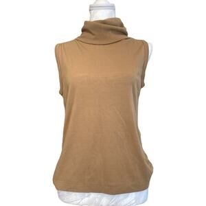 Vintage 70s Kendon Acrylic Tan Knit Cowl Neck Sleeveless Classic Shirt Sz Small